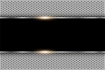 Metal background shiny silver black with halftone dots pattern.