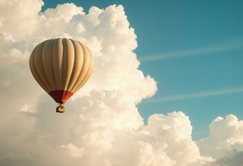 Naklejka premium Hot air balloon floating in the clouds.