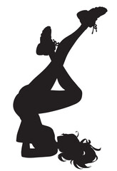 Fitness woman isolated silhouette, vector hand drawn illustration. No ai