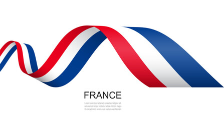 France flag on a waving ribbon, French Independence Day concept design.