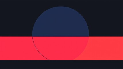 Obraz premium A digital art piece featuring a large blue circle and a horizontal red band.