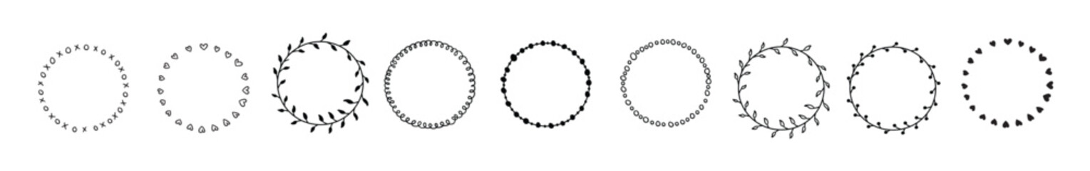 Set of Hand Drawn Spring Wreaths