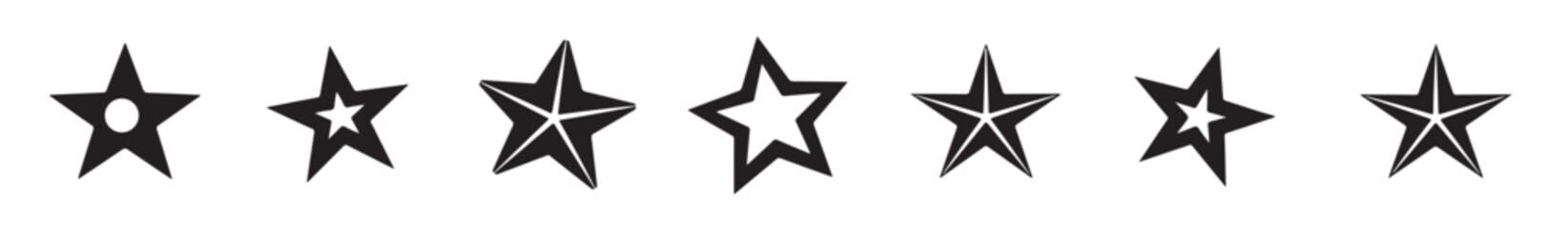 Star Icons Set Ideal for Rating and Awards Systems