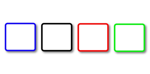 Set of vector origami banners with shadow. Square shape of paper banner. Square 4 sided geometric shape line art vector icon for apps and websites. Round Squares.