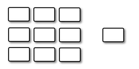 Set of vector origami banners with shadow. Square shape of paper banner. Square 4 sided geometric shape line art vector icon for apps and websites. Round Squares.