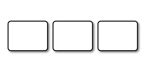 Set of vector origami banners with shadow. Square shape of paper banner. Square 4 sided geometric shape line art vector icon for apps and websites. Round Squares.