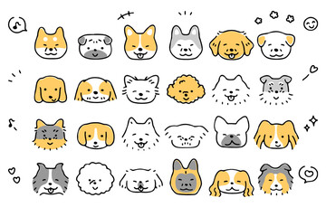 かわいい犬の顔のアイコンセット①＿ご機嫌な表情