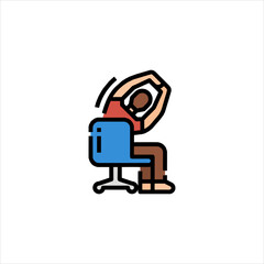 cartoon character of a man sitting on a chair