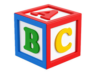 PNG of ABC alphabet cube toy isolated on white transparent 3d background with letter education child play colorful game block or preschool teaching english word