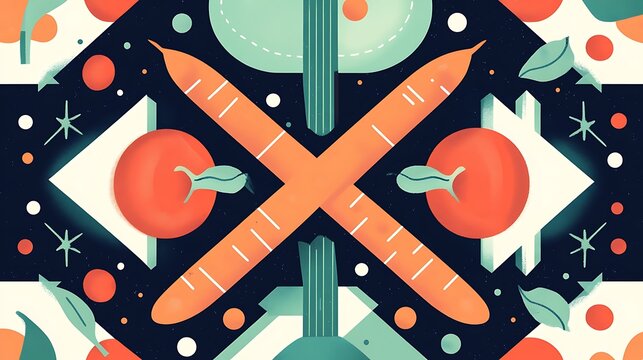 Abstract Fruit  Vegetable Pattern. - Powered by Adobe