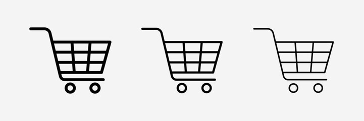 Shopping Cart icon Shopping, basket, Isolated vector illustration on a white background. Bold, light, thin stroke.