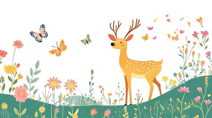 Deer in Spring Meadow. (1)