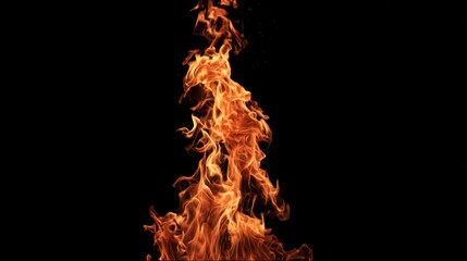 A mesmerizing flame dances against a dark background, showcasing vibrant orange and yellow hues in motion.