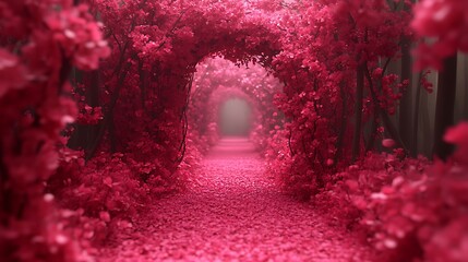 Enchanting pink floral archway tunnel
