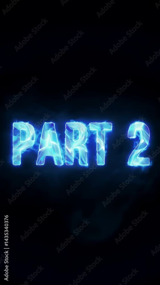 Aufkleber Part 2 is written in neon lights. The letters are blue and the word is in white. The letters are large and the word is in the center of the image