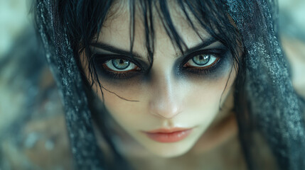 Close-up, intense gaze