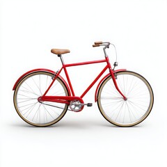 Fototapeta premium Retro red bicycle isolated on white background
