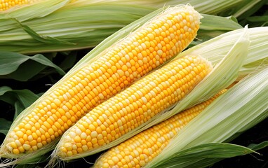 Fresh Yellow Corn on the Cob, Sweet Corn Harvest, Ripe Maize