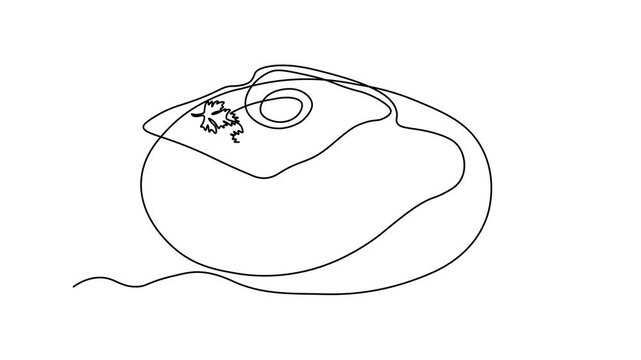 Abstract bread toasts, breakfast sandwiches, Self drawing animation one continuous line draw, logo