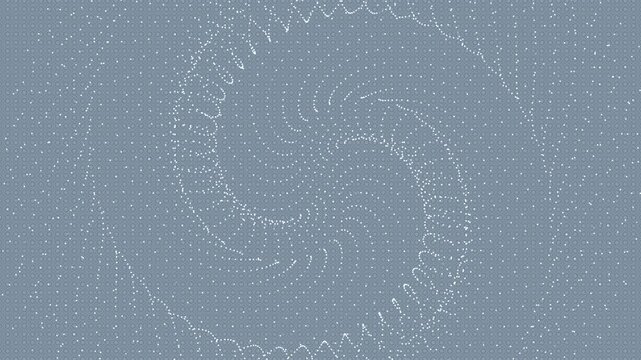 Slate gray gradient fades into a pattern of spiral white dots on a blue background.