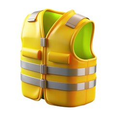 Yellow safety vest with stripes on white background