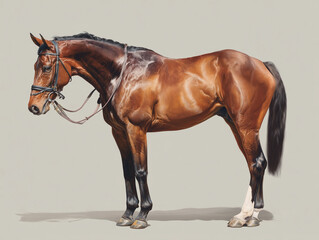 Obraz premium Elegant Brown Horse Standing Gracefully in a Studio Setting