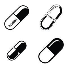 A silhouette Single one line Medicine vector set on a white background
