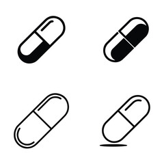 A silhouette Single one line Medicine vector set on a white background