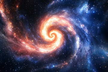 Galactic spiral showcasing vibrant colors and cosmic features in a star-filled universe