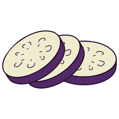 sliced eggplant vegetable healthy food nature flat color vector illustration template design