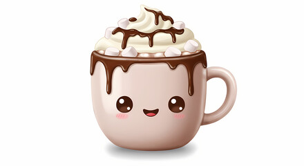 Cute Hot Chocolate Mug: Whipped Cream, Chocolate Drizzle