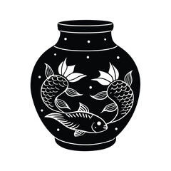 Blue and White Porcelain Jar with Koi