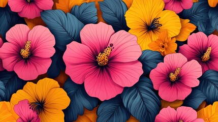 Obraz premium Vibrant floral pattern with various colors