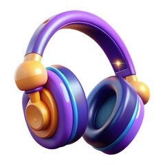 Purple and gold headphones product shot on white background