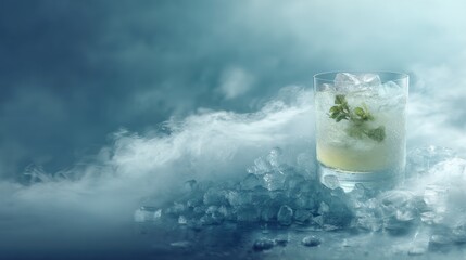 Refreshing cocktail with ice and mint, perfect for summer gatherings and social events, offering a cool experience.