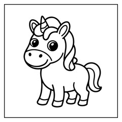 Fototapeta premium Cute Unicorn Bold and Easy Coloring Pages for Kids and Adults