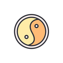 Yin and yang colored icons, minimalist vector illustration ,simple transparent graphic element .Isolated on white background