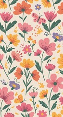 Blooming Joy: A Floral Tapestry AI Generated