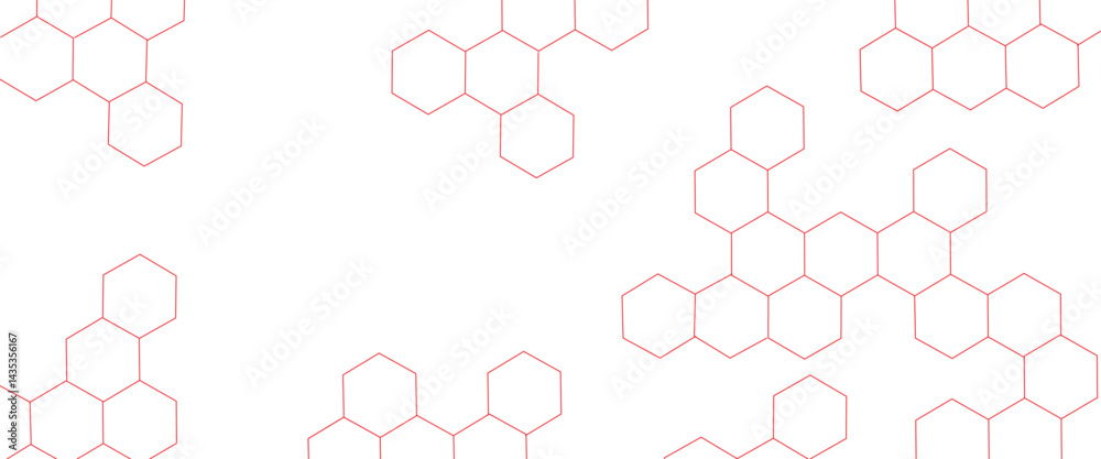 Poster Vector hexagons pattern. Geometric abstract background with simple hexagonal elements. Medical, technology or science design