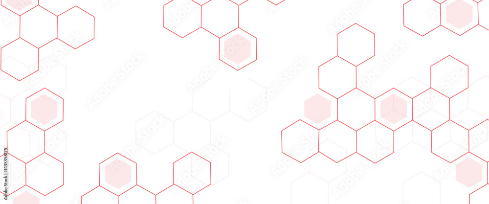 Fototapete Vector hexagons pattern. Abstract geometric red texture background red hexagon 3D background texture.