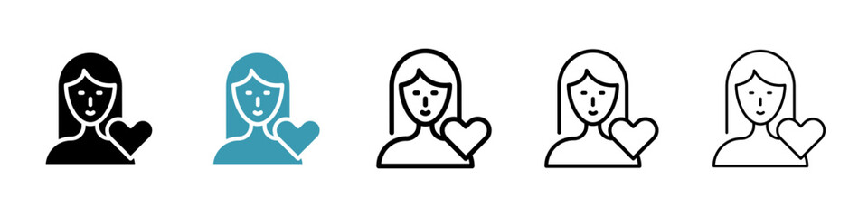 Woman in love vector icon logo or illustration