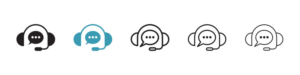 Support service headset vector icon logo or illustration