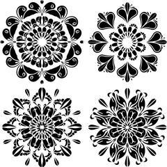 Obraz premium Mandala Stencil Vector Art Designs, Intricate Mandala Stencil Vector Patterns, Decorative Mandala Stencil Vector Graphics, Symmetrical Mandala Stencil Vector Templates, Floral Mandala Stencil Vector
