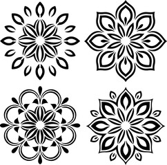 Fototapeta premium Mandala Stencil Vector Art Designs, Intricate Mandala Stencil Vector Patterns, Decorative Mandala Stencil Vector Graphics, Symmetrical Mandala Stencil Vector Templates, Floral Mandala Stencil Vector