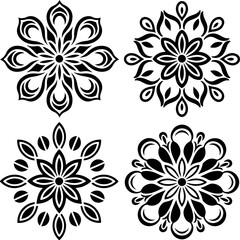 Fototapeta premium Mandala Stencil Vector Art Designs, Intricate Mandala Stencil Vector Patterns, Decorative Mandala Stencil Vector Graphics, Symmetrical Mandala Stencil Vector Templates, Floral Mandala Stencil Vector