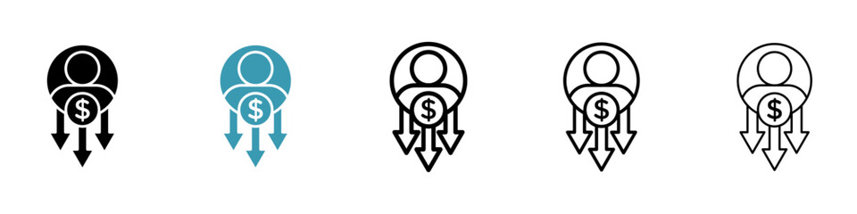 Reduce labor costs vector icon logo or illustration