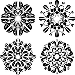 Fototapeta premium Mandala Stencil Vector Art Designs, Intricate Mandala Stencil Vector Patterns, Decorative Mandala Stencil Vector Graphics, Symmetrical Mandala Stencil Vector Templates, Floral Mandala Stencil Vector