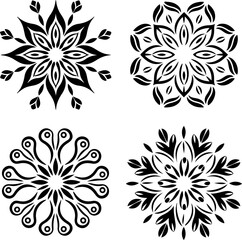 Mandala Stencil Vector Art Designs, Intricate Mandala Stencil Vector Patterns, Decorative Mandala Stencil Vector Graphics, Symmetrical Mandala Stencil Vector Templates, Floral Mandala Stencil Vector