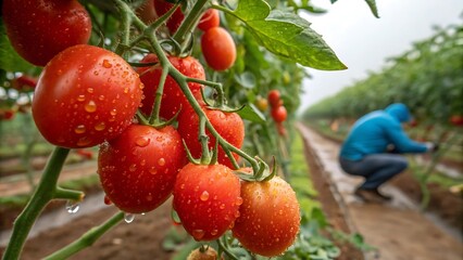 Obraz premium cherry tomatoes in a garden