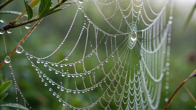 spider web with dew drops